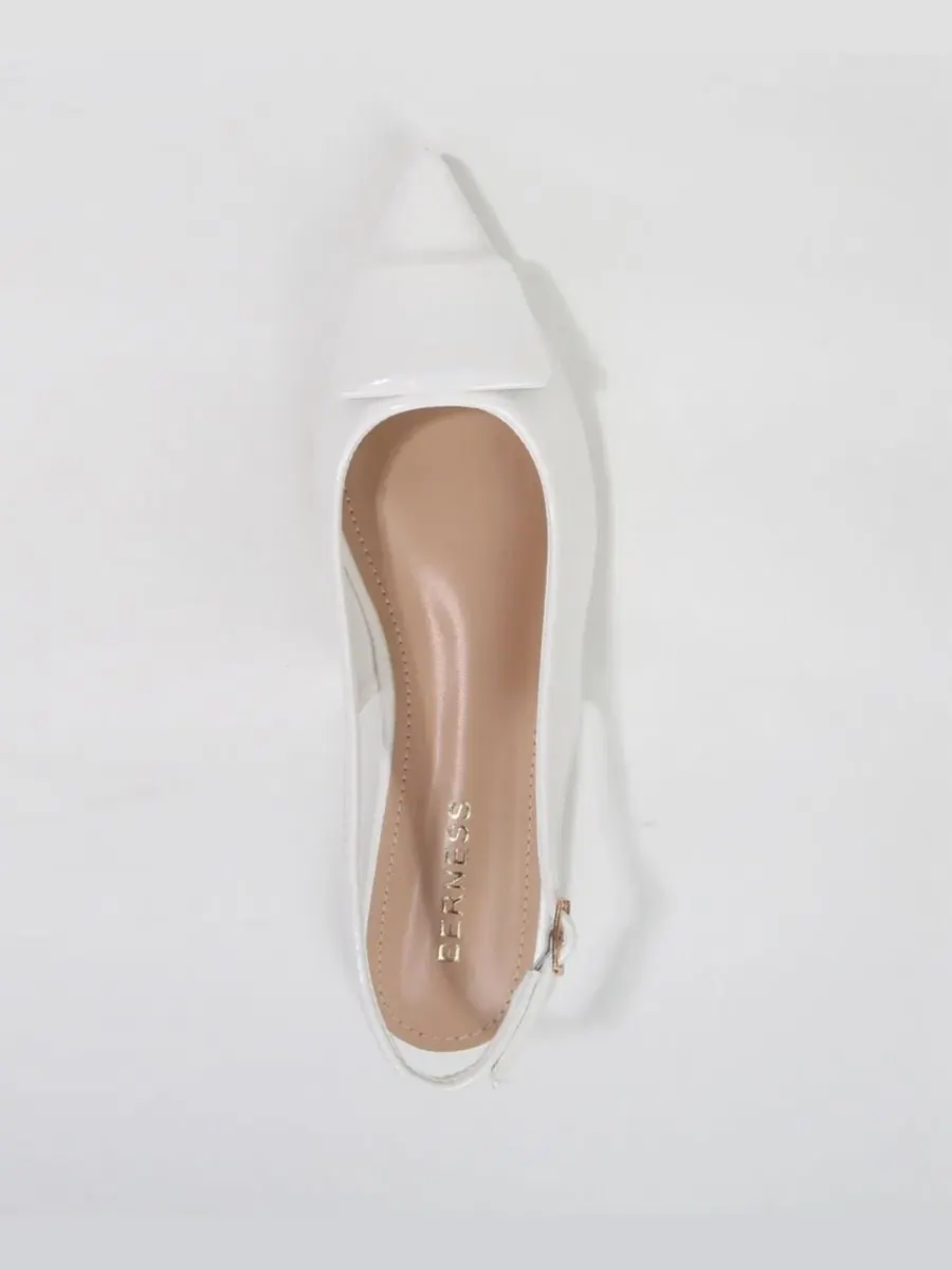 Туфли-лодочки Blanca Patent Slingback Flats с геометричным акцентом BERNESS — изображение 4 из 5, белый
