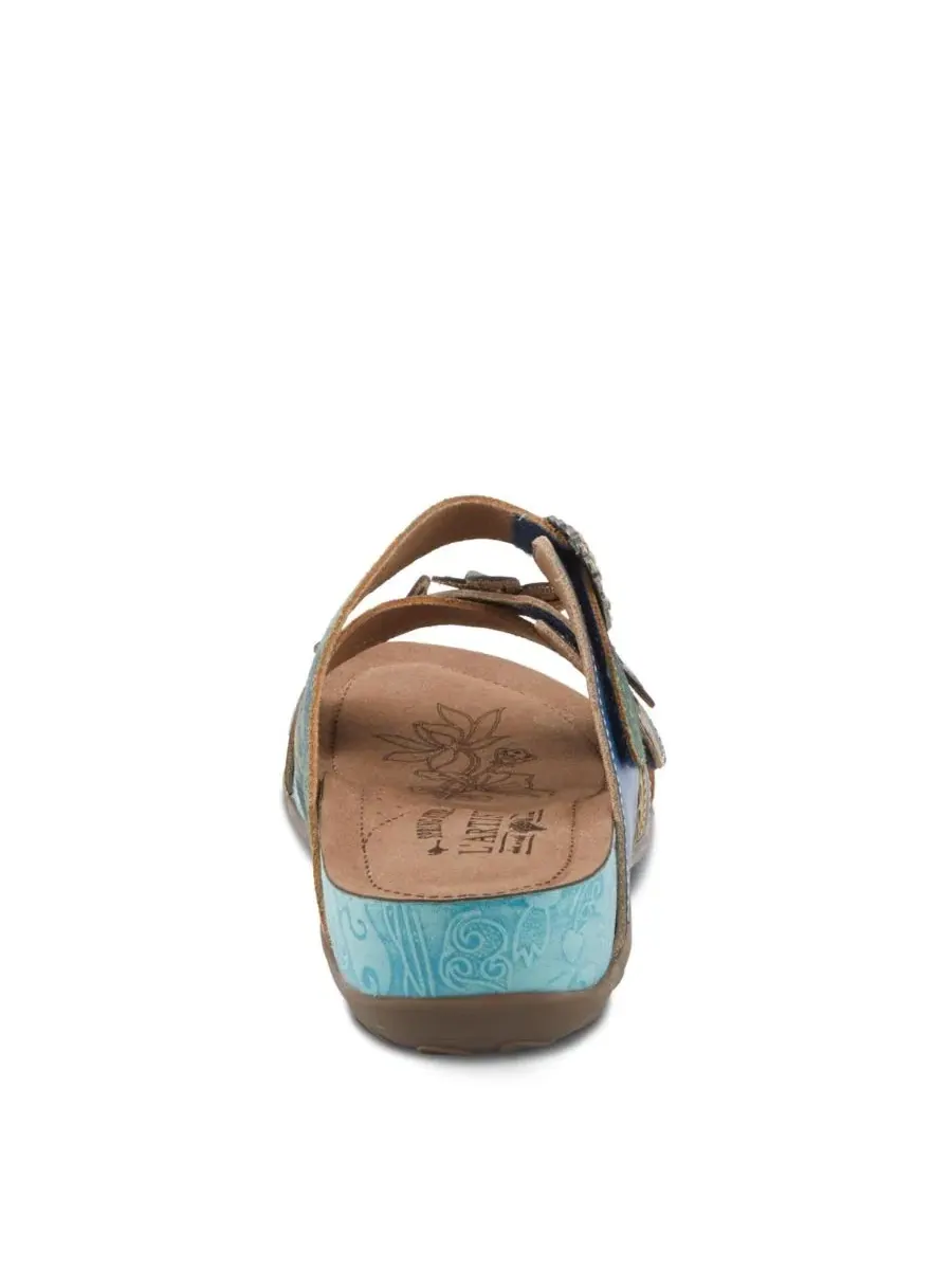 Сандалии-слайды с цветочным декором Caelana Slide with Rubber Sole L'Artiste — изображение 4 из 8, синий мульти