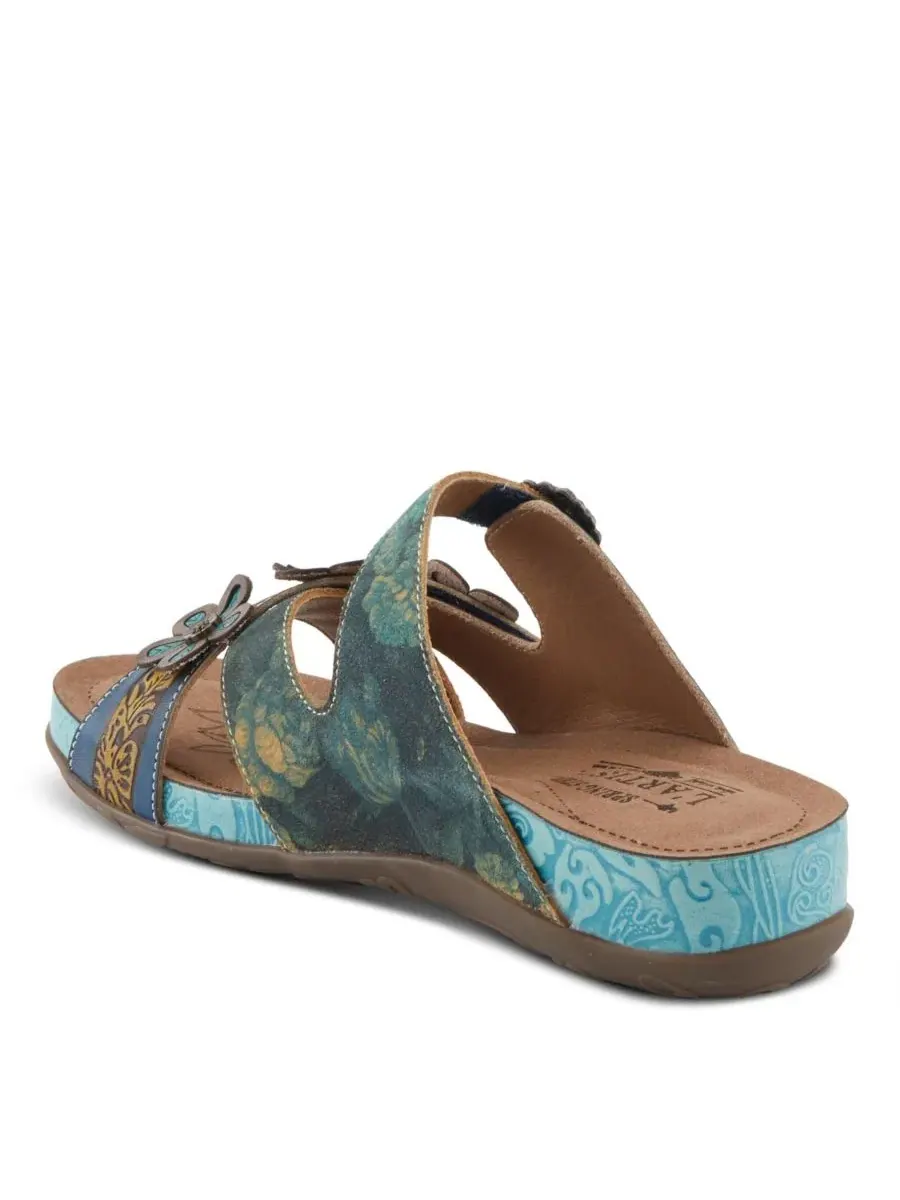 Сандалии-слайды с цветочным декором Caelana Slide with Rubber Sole L'Artiste — изображение 7 из 8, синий мульти