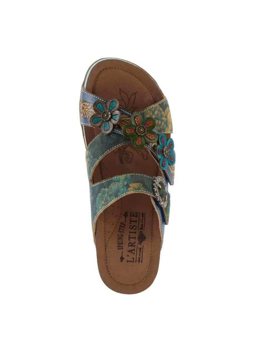Сандалии-слайды с цветочным декором Caelana Slide with Rubber Sole L'Artiste — изображение 8 из 8, синий мульти