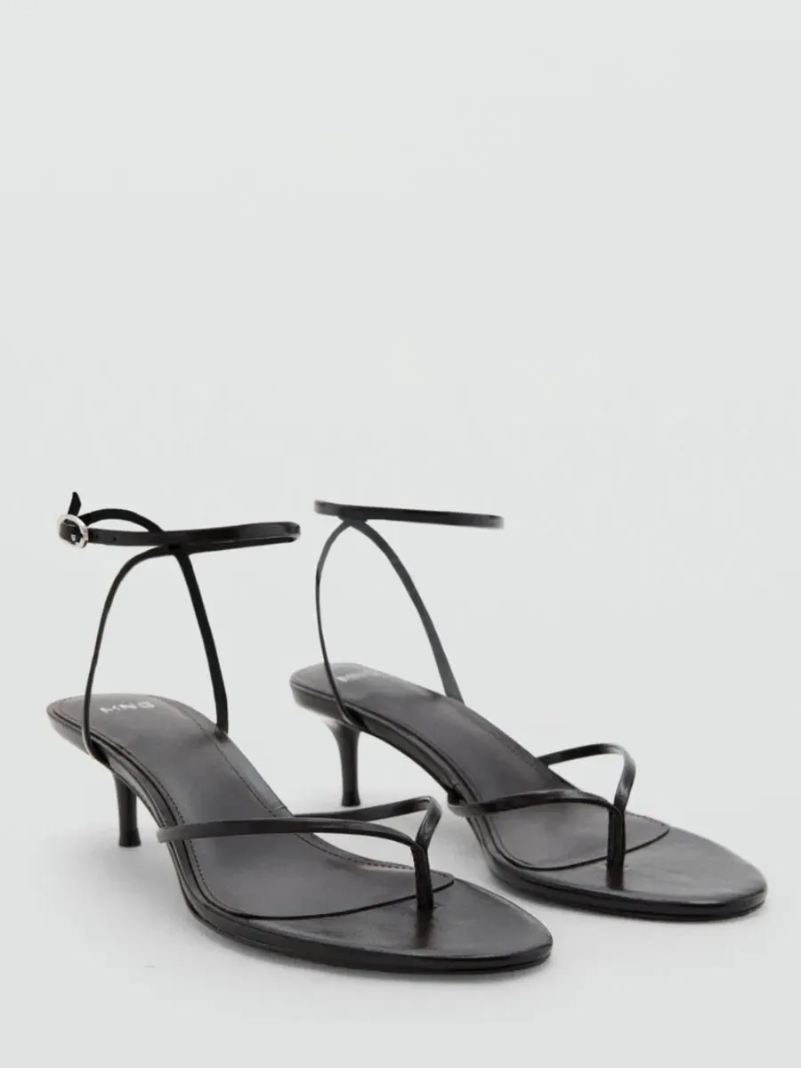 Босоножки на каблуке с ремешком на щиколотке, открытый носок, модель Strappy Heeled Sandals MANGO — изображение 4 из 10