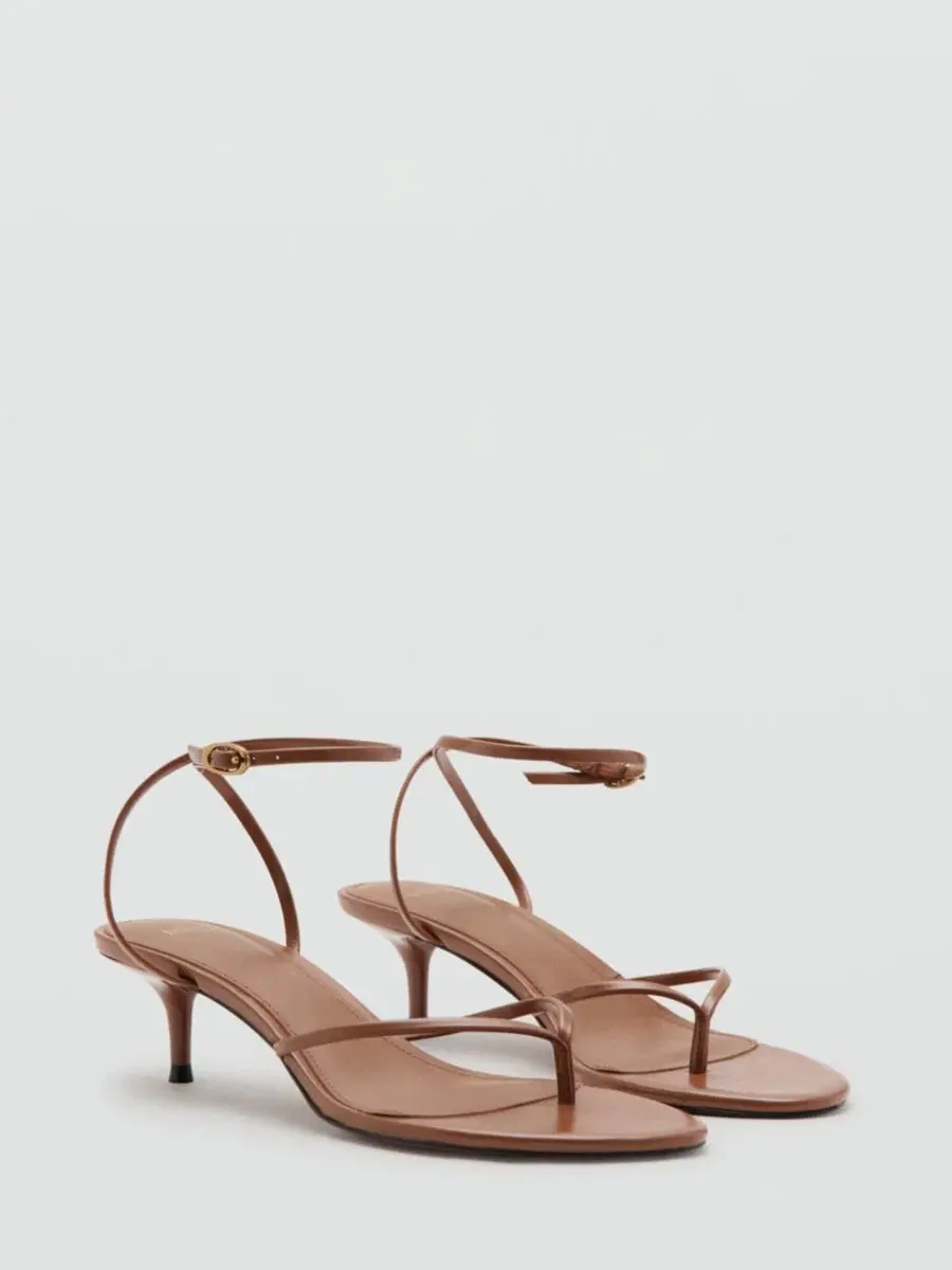 Босоножки на каблуке с ремешком на щиколотке, открытый носок, модель Strappy Heeled Sandals MANGO — изображение 8 из 10