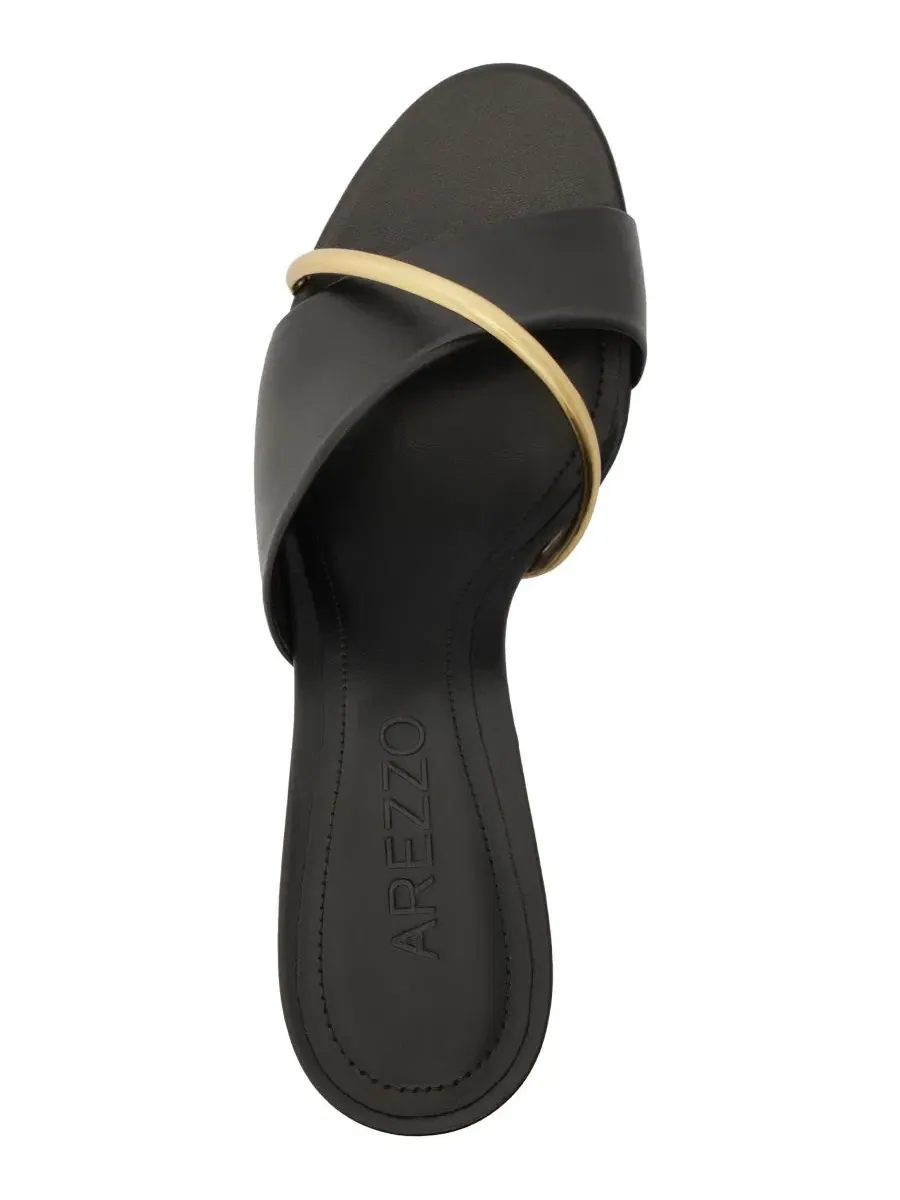 Босоножки-туфли Margaret High Stiletto с открытым носком, кожаные Arezzo — изображение 4 из 5, черный