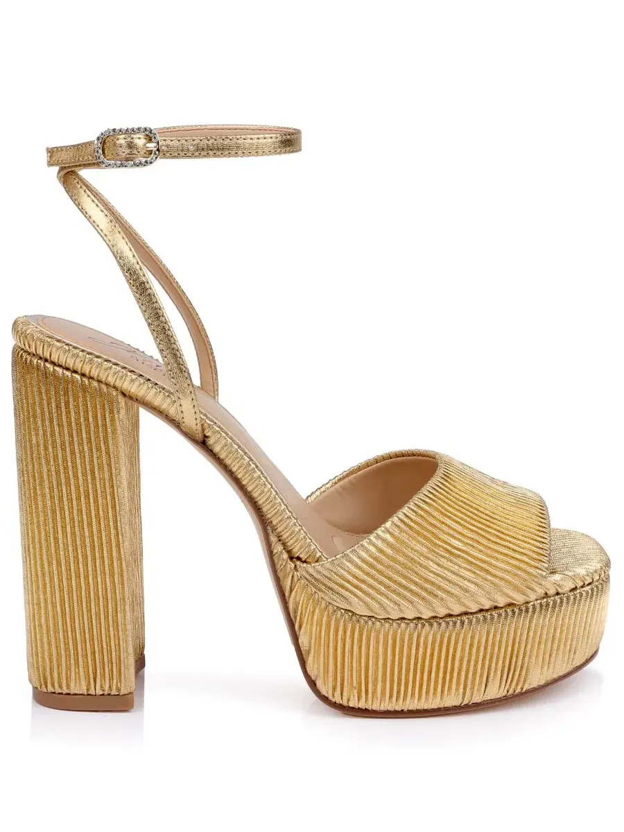 Босоножки на танкетке Bahari Open Toe Dress Jewel Badgley Mischka — изображение 2 из 5, золото