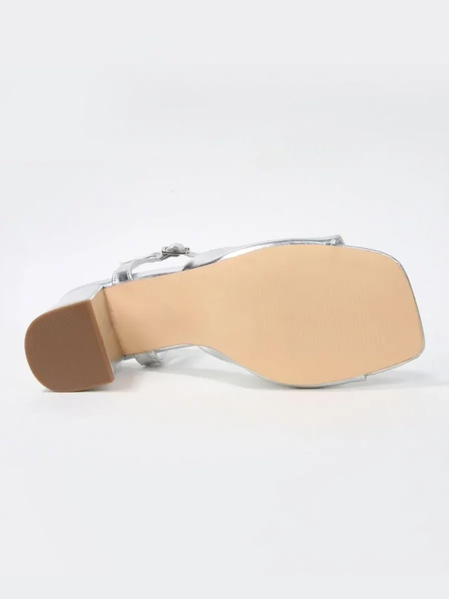 Босоножки на устойчивом каблуке Kade Nugget Accent Block Heel BERNESS — изображение 5 из 7, серебряный