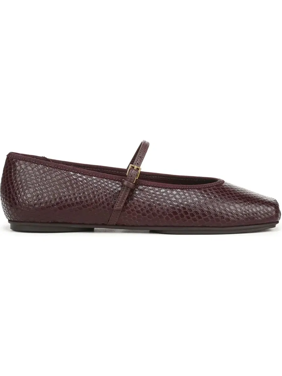 Туфли-лодочки Oriel Square Toe Mary Jane Flats Franco Sarto, Merlot Embossed Leather — изображение 2 из 5