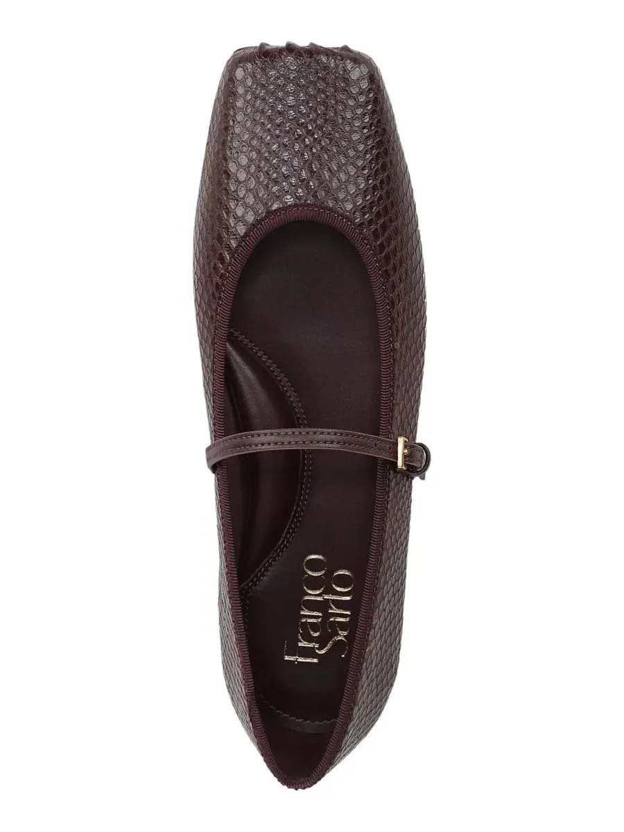 Туфли-лодочки Oriel Square Toe Mary Jane Flats Franco Sarto, Merlot Embossed Leather — изображение 4 из 5