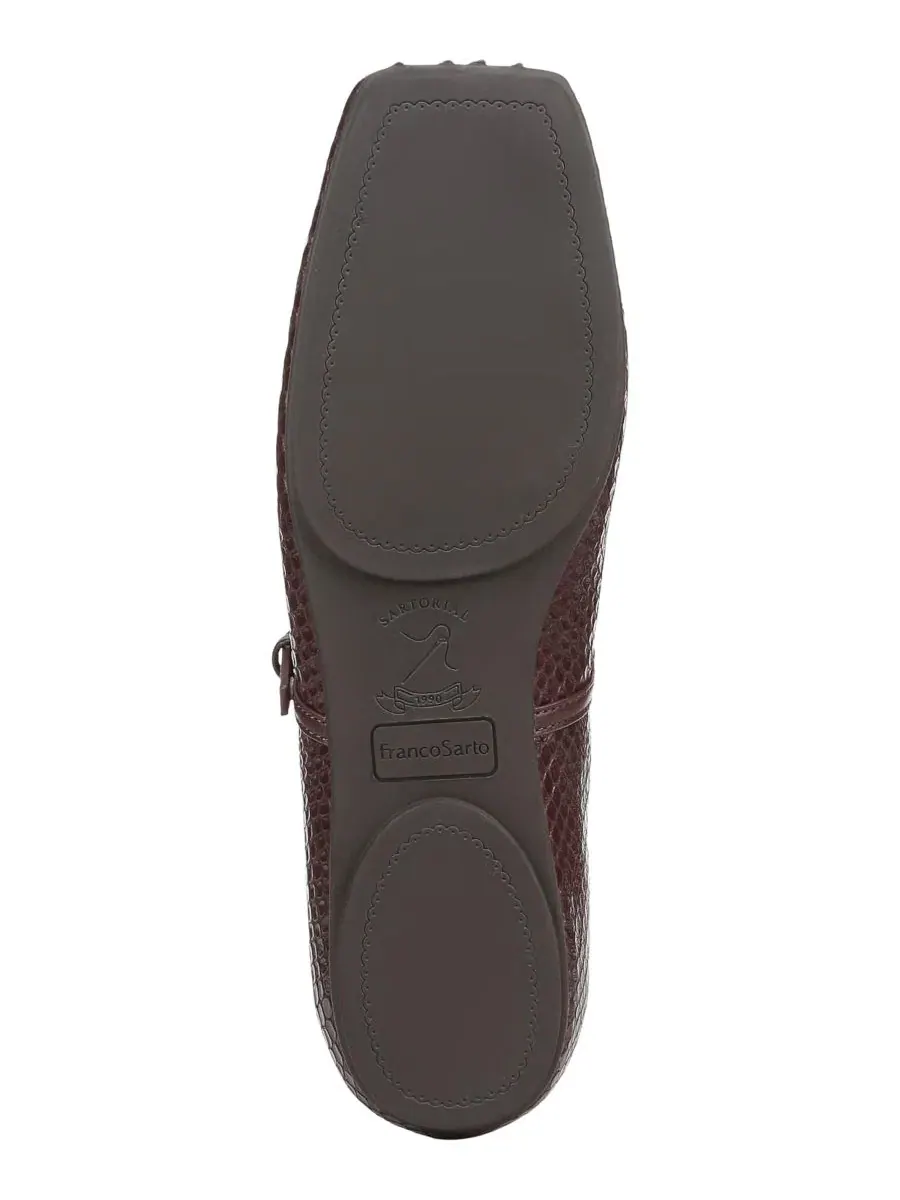 Туфли-лодочки Oriel Square Toe Mary Jane Flats Franco Sarto, Merlot Embossed Leather — изображение 5 из 5