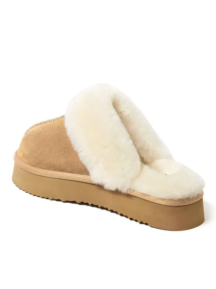 Fireside by Women's Melton - Домашние тапочки-шлепанцы на платформе из натуральной овчины Dearfoams — изображение 2 из 5