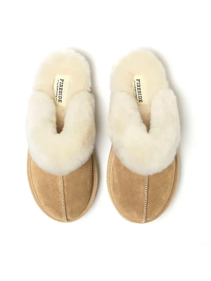 Fireside by Women's Melton - Домашние тапочки-шлепанцы на платформе из натуральной овчины Dearfoams — изображение 4 из 5