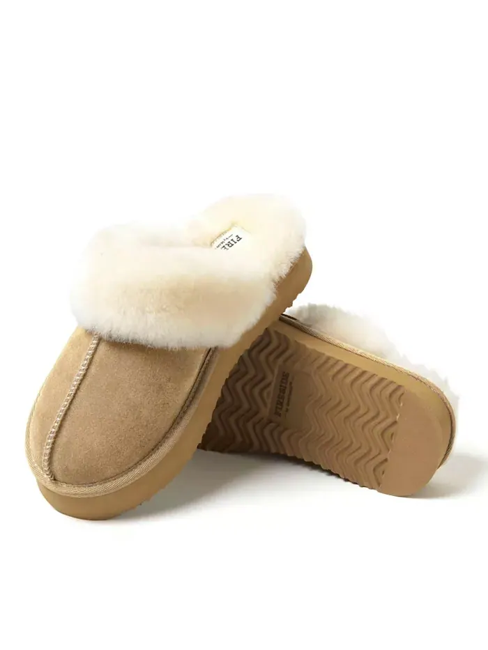 Fireside by Women's Melton - Домашние тапочки-шлепанцы на платформе из натуральной овчины Dearfoams — изображение 5 из 5