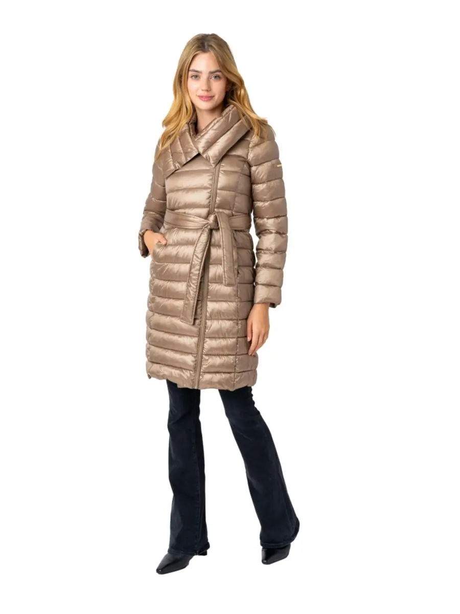 Женские пуховые сапоги ASYM PUFFER 38 дюймов с поясом Via Spiga — золотистый