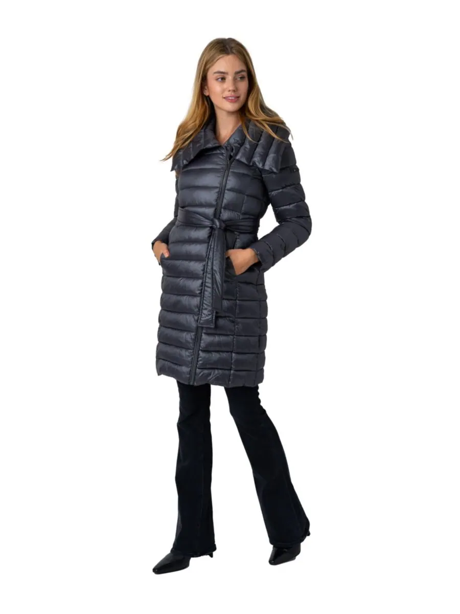 Женские пуховые сапоги ASYM PUFFER 38 дюймов с поясом Via Spiga — серый