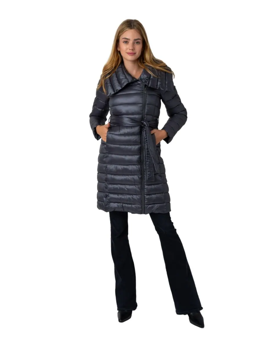 Женские пуховые сапоги ASYM PUFFER 38 дюймов с поясом Via Spiga — изображение 2 из 3, сталь