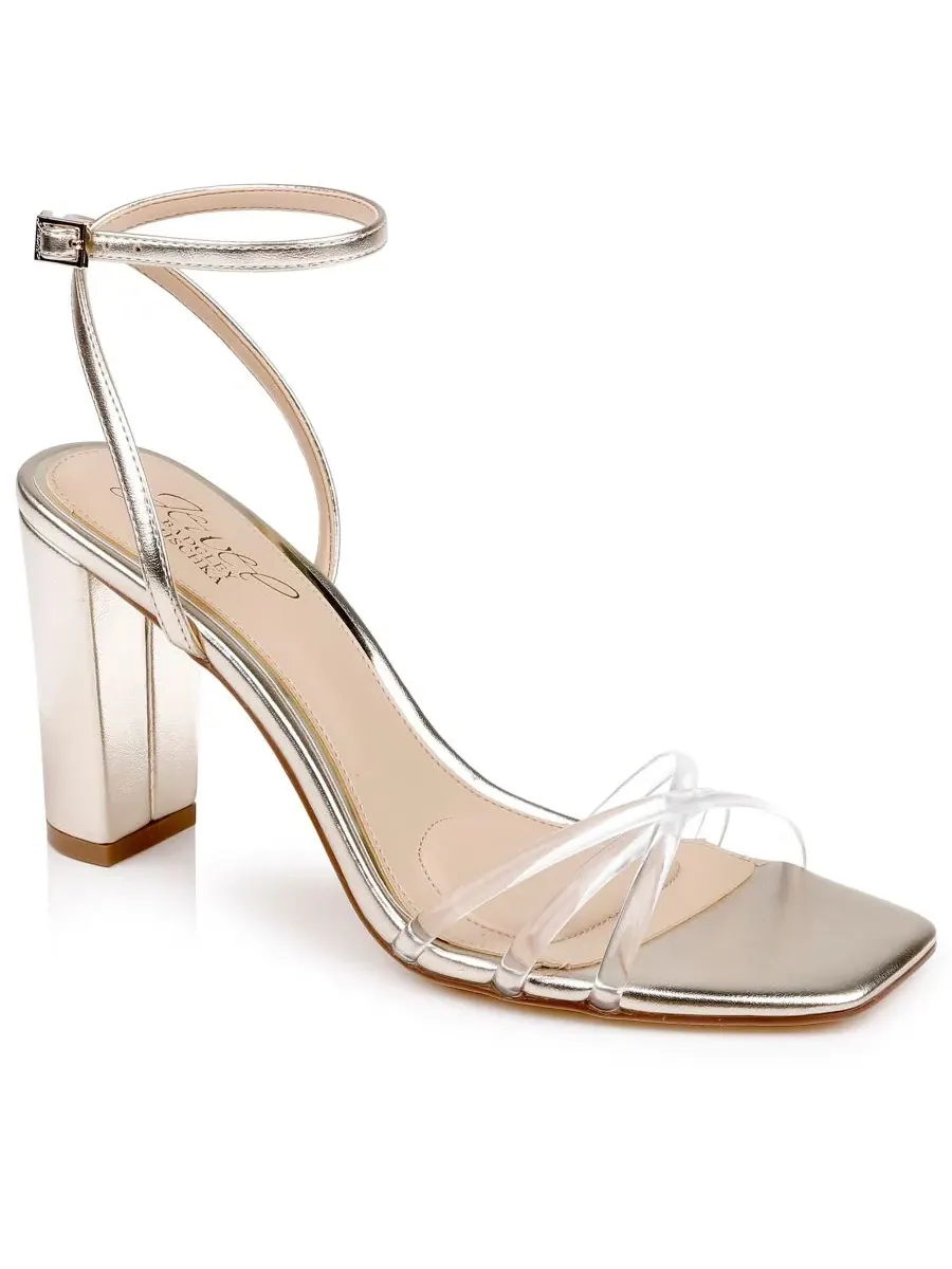 Женские сандалии Phyliss с квадратным носком Jewel Badgley Mischka — изображение 1 из 5, прозрачный/золотистый
