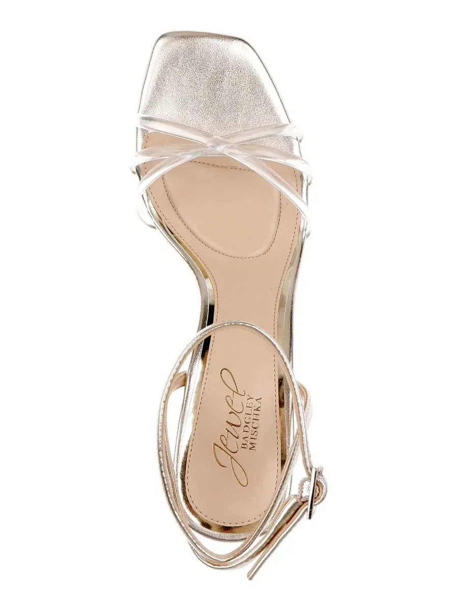 Женские сандалии Phyliss с квадратным носком Jewel Badgley Mischka — изображение 4 из 5, прозрачный/золотистый