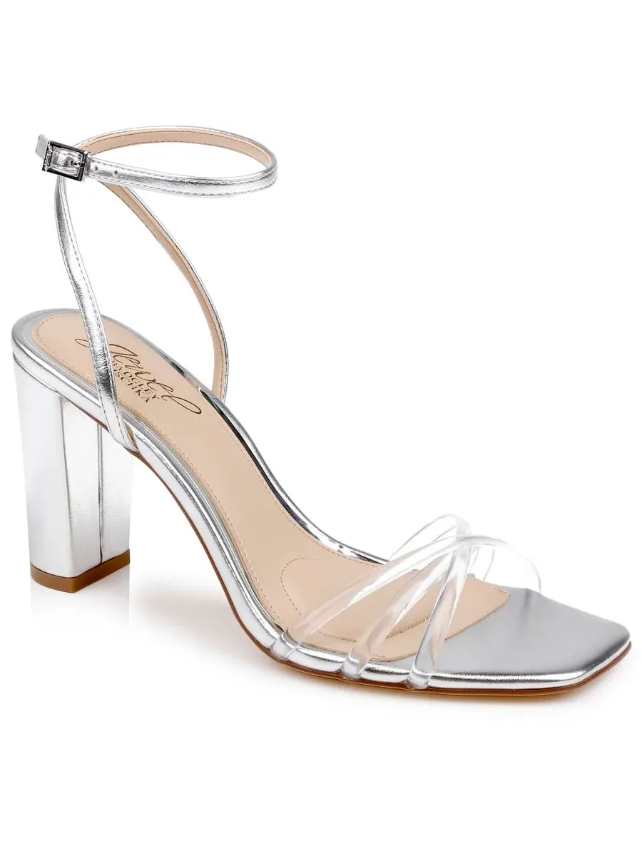 Женские сандалии Phyliss с квадратным носком Jewel Badgley Mischka — серебристый