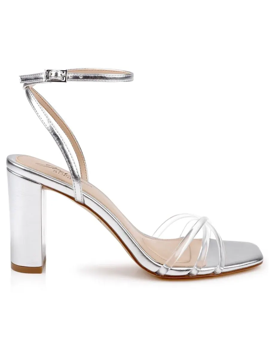 Женские сандалии Phyliss с квадратным носком Jewel Badgley Mischka — изображение 2 из 5, прозрачный/серебристый