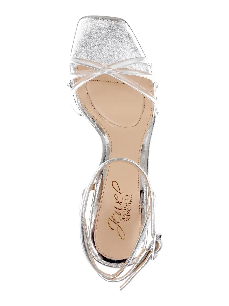 Женские сандалии Phyliss с квадратным носком Jewel Badgley Mischka — изображение 4 из 5, прозрачный/серебристый