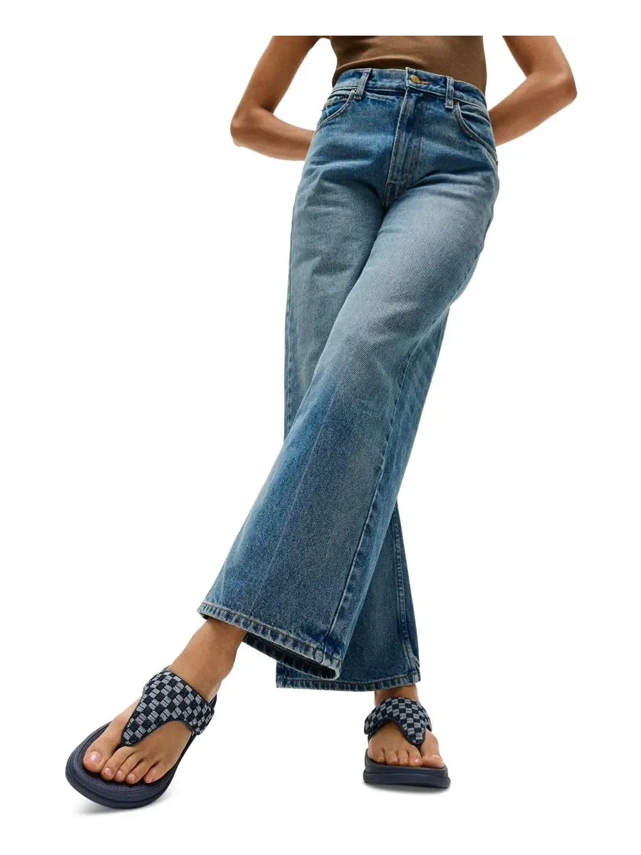 Сандалии с клином F-Mode Go Checkerboard-Denim FitFlop — изображение 4 из 6, темный джинсовый синий