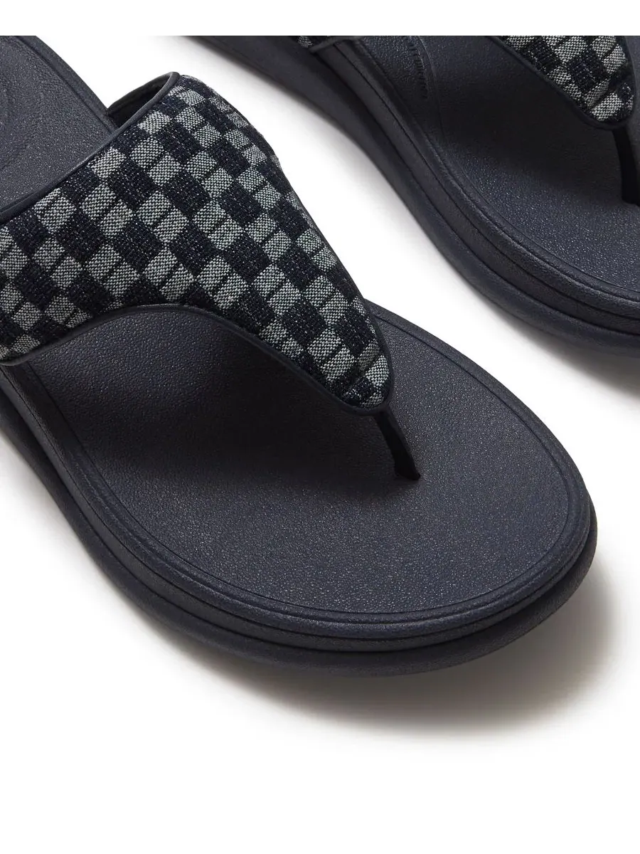 Сандалии с клином F-Mode Go Checkerboard-Denim FitFlop — изображение 5 из 6, темный джинсовый синий