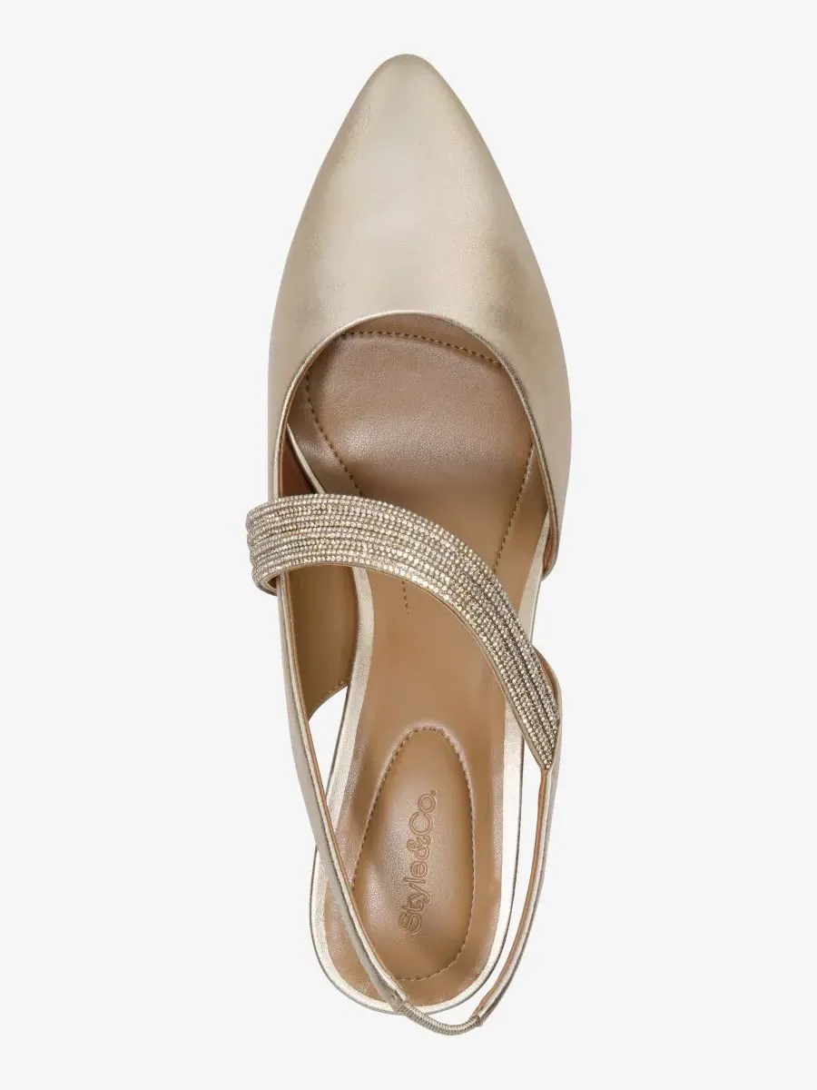 Туфли-лодочки с острым мысом и закрытым носком Gisellee Slingback Style & Co — изображение 3 из 6, платиновый