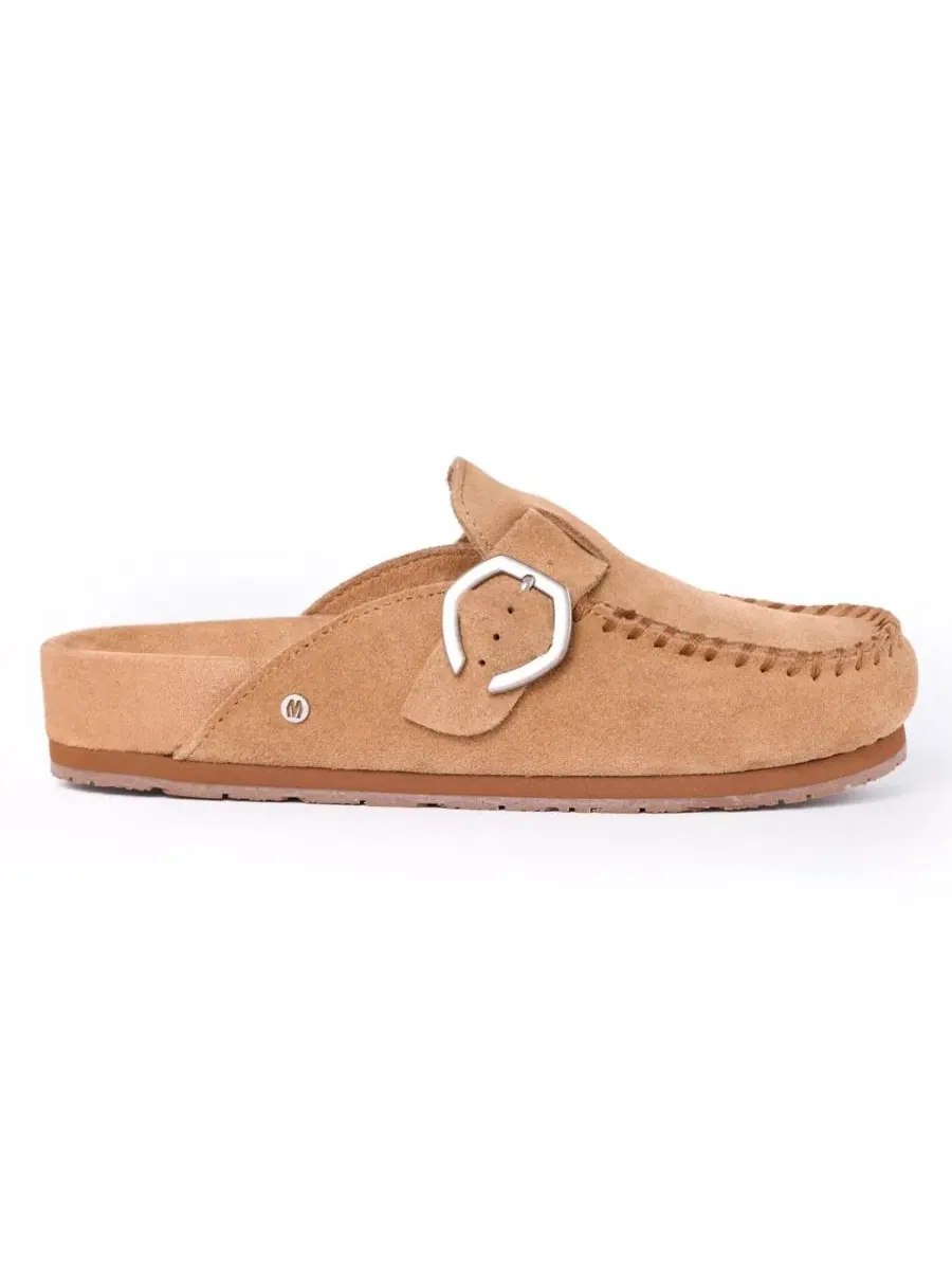 Женские замшевые сабо с регулируемой пряжкой Minnetonka — изображение 3 из 6, корица
