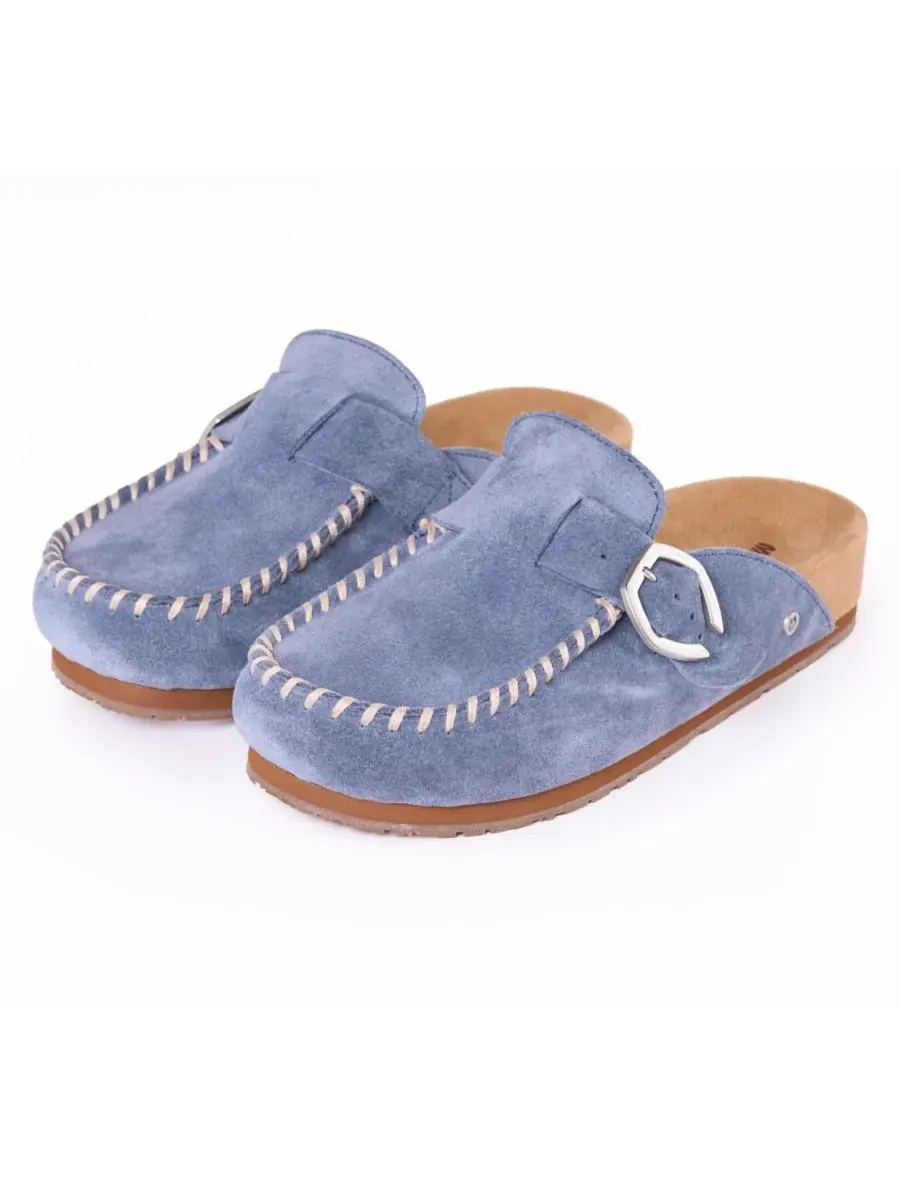 Женские замшевые сабо с регулируемой пряжкой Minnetonka — изображение 4 из 6, винтажный синий