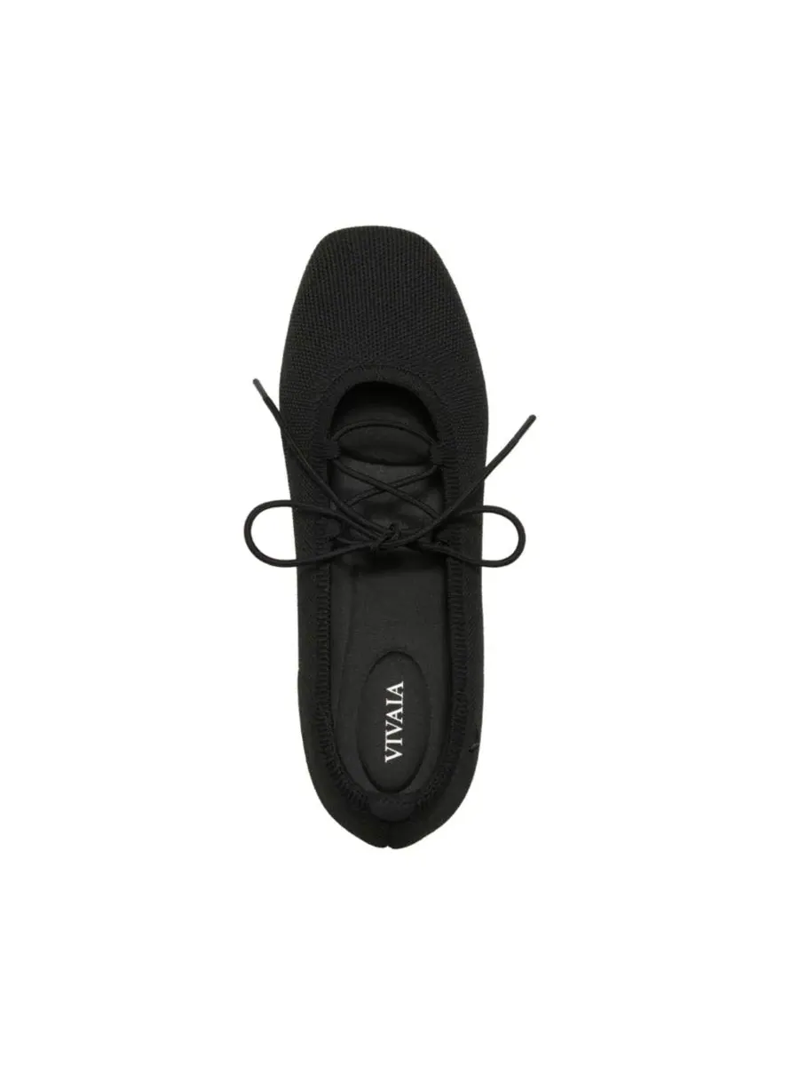 Женские туфли-мэри джейн Miley 3 Laces Included Square-Toe Lace-Up Mary Janes Flats VIVAIA — изображение 4 из 5, черный