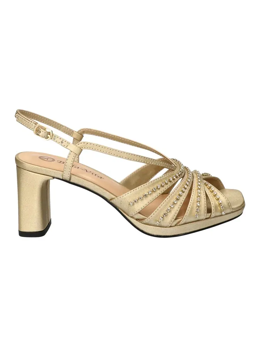 Босоножки на платформе с квадратным мысом Chorus Bella Vita, Champagne Satin-Stones — изображение 2 из 6