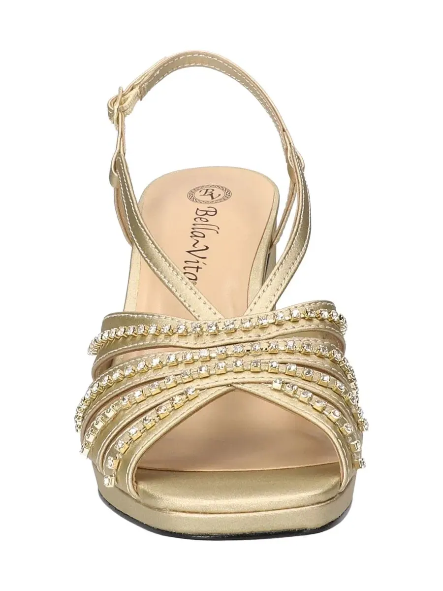Босоножки на платформе с квадратным мысом Chorus Bella Vita, Champagne Satin-Stones — изображение 6 из 6