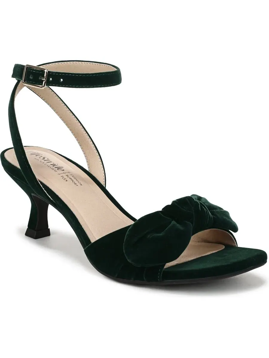 Женские босоножки на каблуке с открытым носком Nola LifeStride, Evergreen Velvet — изображение 1 из 5