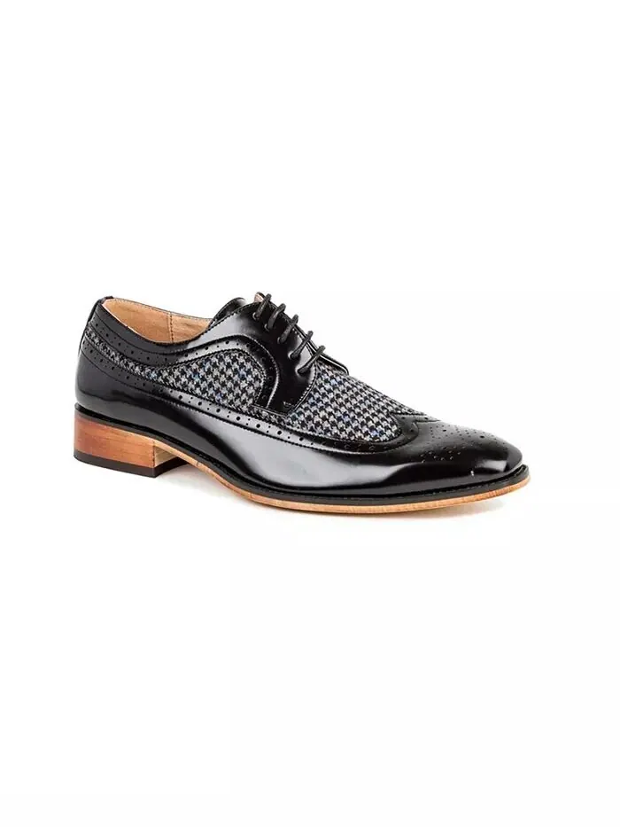 Мужские двухцветные туфли-броги Wing Tip Gino Vitale — черный