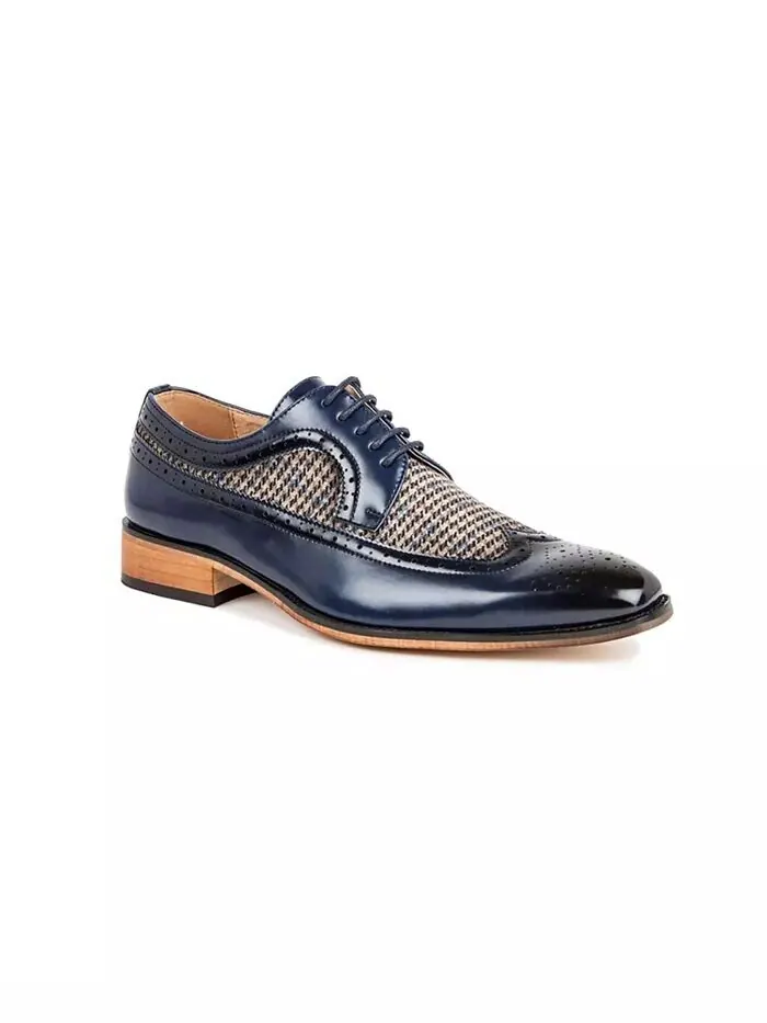 Мужские двухцветные туфли-броги Wing Tip Gino Vitale — изображение 1 из 3, синий
