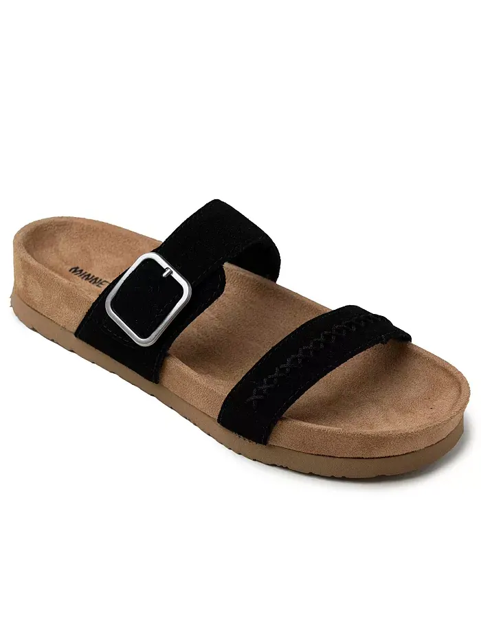 Женские сандалии Gideon на 2 ремешках с пряжками из замши Minnetonka — изображение 1 из 8, черный