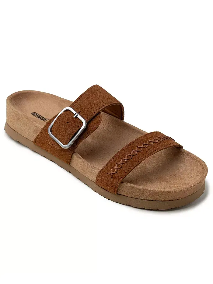 Женские сандалии Gideon на 2 ремешках с пряжками из замши Minnetonka — изображение 1 из 7, коричневый