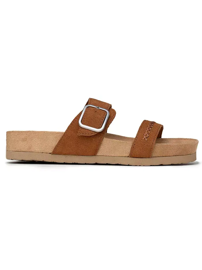Женские сандалии Gideon на 2 ремешках с пряжками из замши Minnetonka — изображение 2 из 7, коричневый
