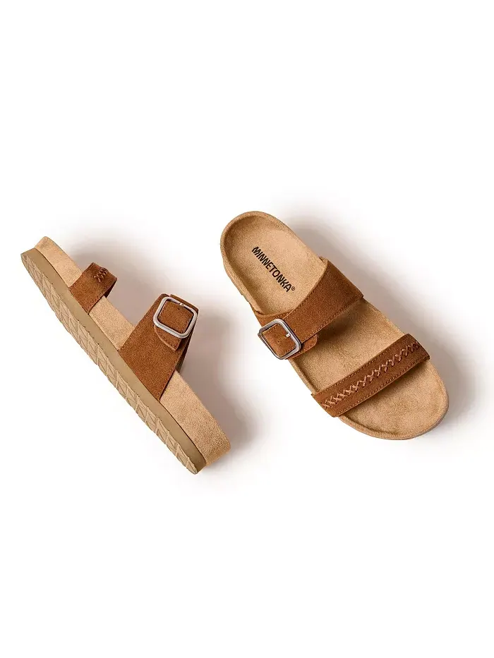 Женские сандалии Gideon на 2 ремешках с пряжками из замши Minnetonka — изображение 5 из 7, коричневый