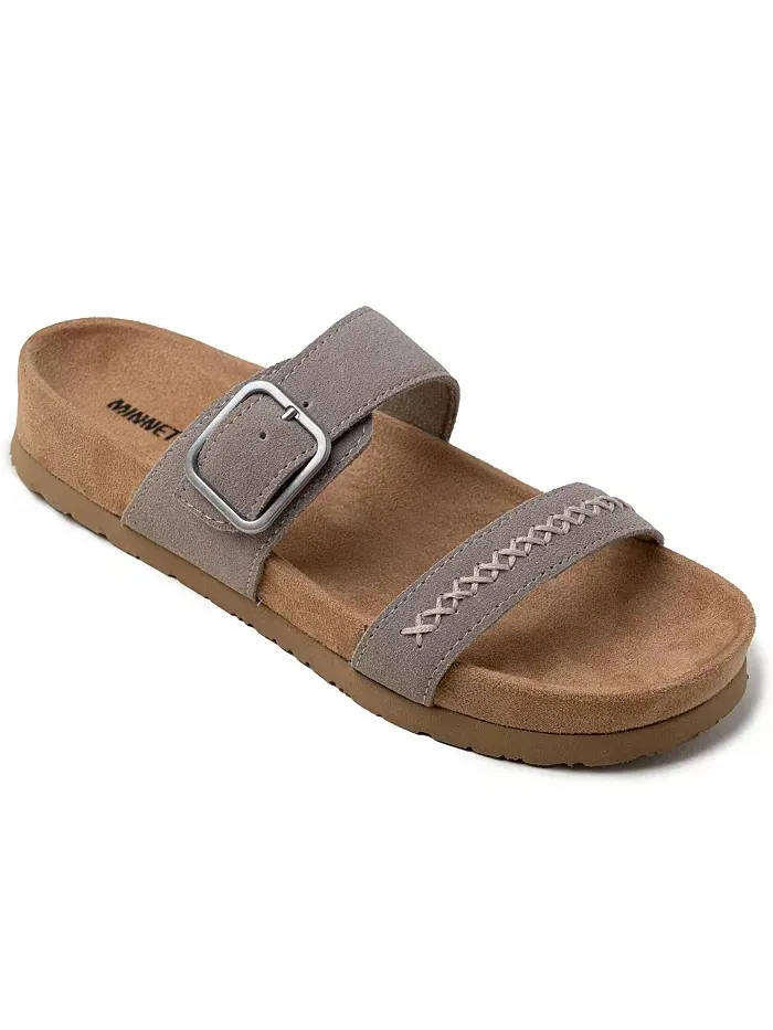 Женские сандалии Gideon на 2 ремешках с пряжками из замши Minnetonka — серый