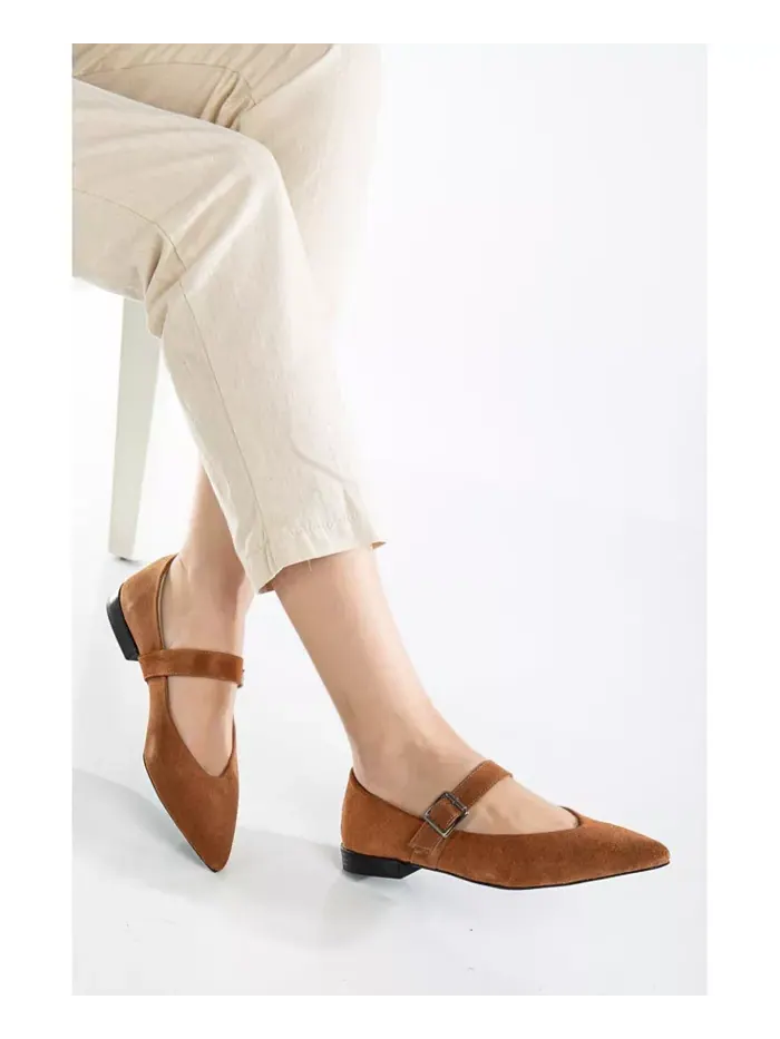 Кожаные балетки Mary Jane Willow Forever & Always Shoes — изображение 3 из 5, коньячный коричневый