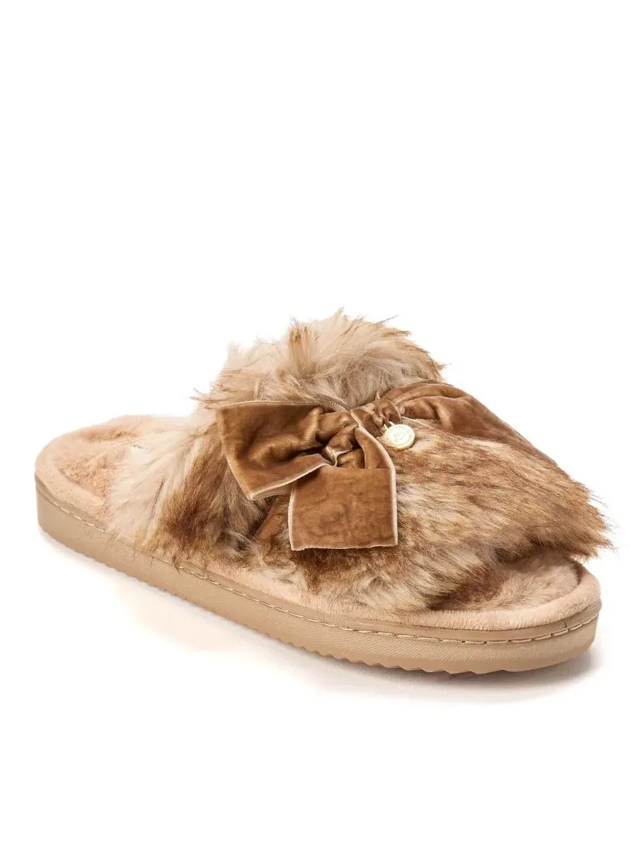 Домашние тапочки-слайды Bianca Pile Slide Slipper with Bow Dearfoams