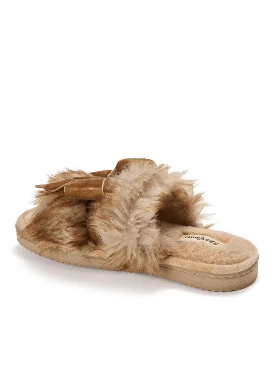Домашние тапочки-слайды Bianca Pile Slide Slipper with Bow Dearfoams — изображение 6 из 8, прозрачный