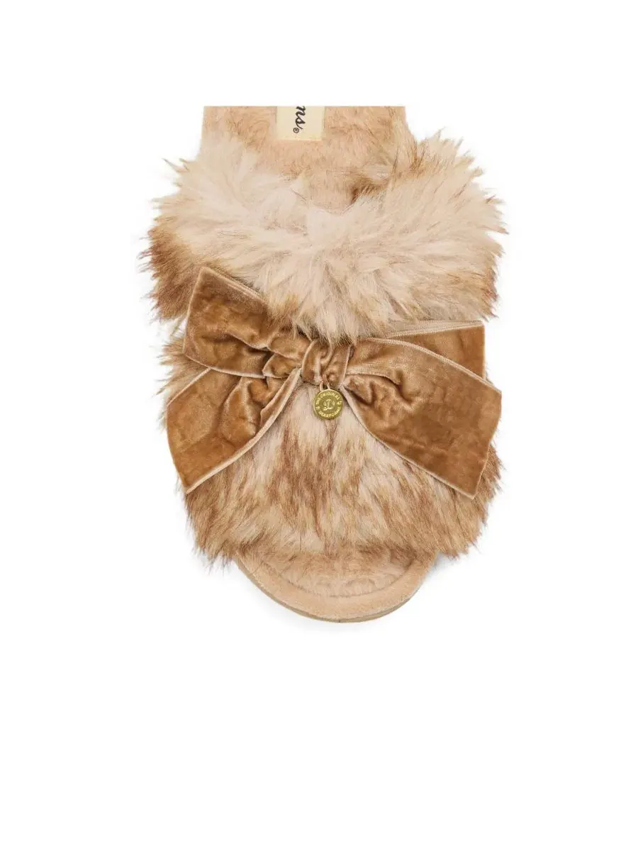 Домашние тапочки-слайды Bianca Pile Slide Slipper with Bow Dearfoams — изображение 8 из 8, прозрачный