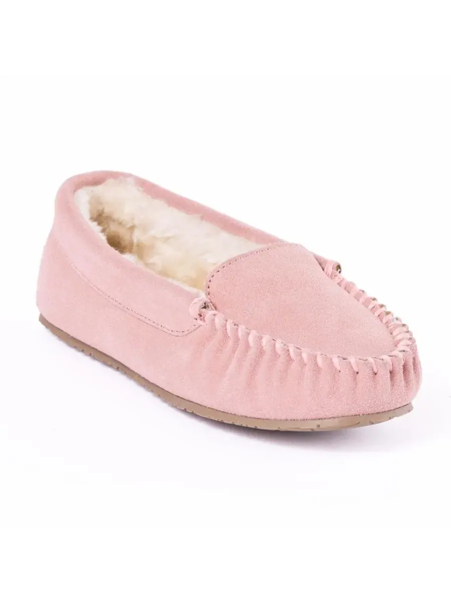 Женские тапочки-слипоны из замши, с меховой подкладкой Minnetonka