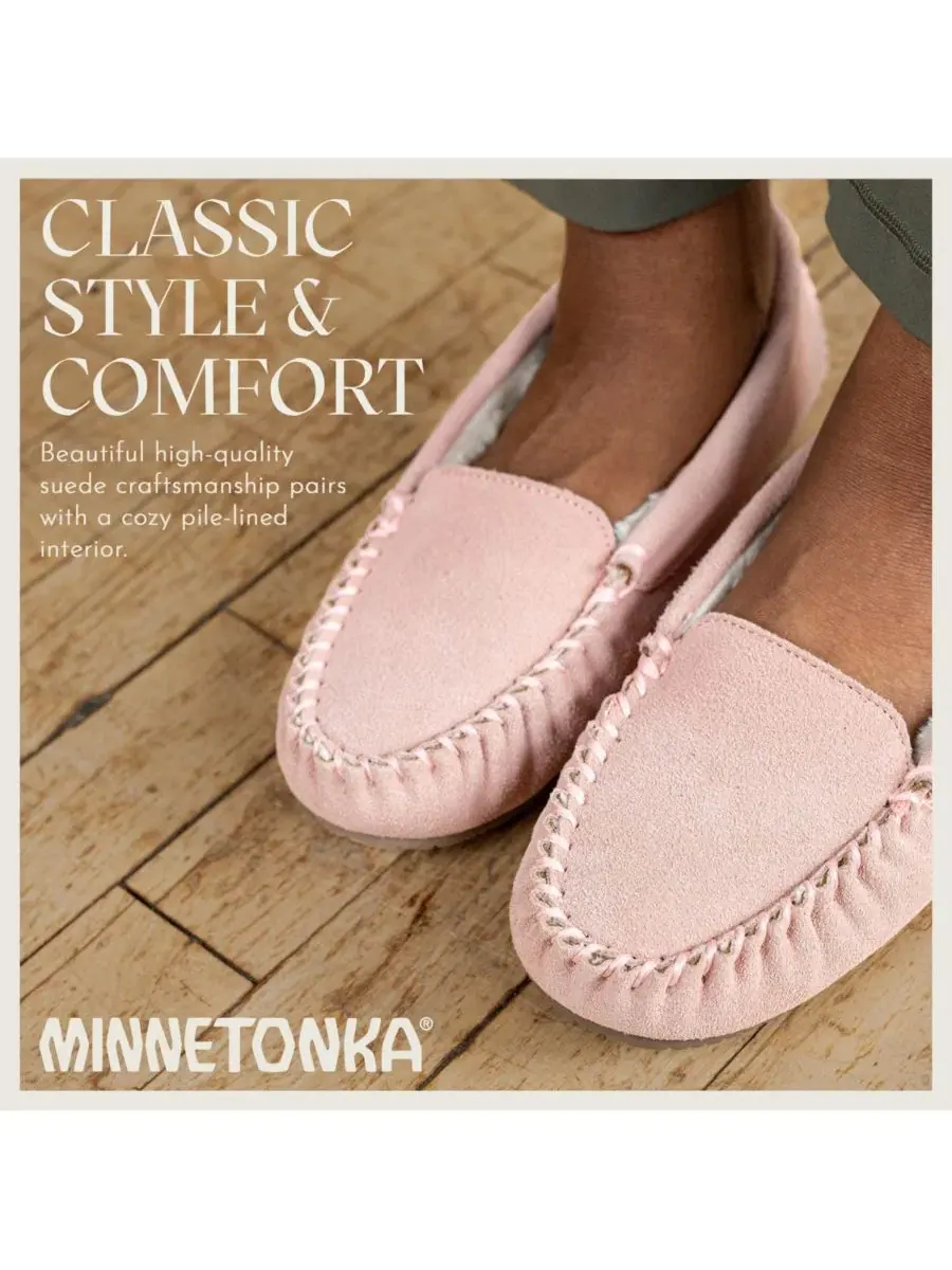 Женские тапочки-слипоны из замши, с меховой подкладкой Minnetonka — изображение 6 из 6, пудровый розовый