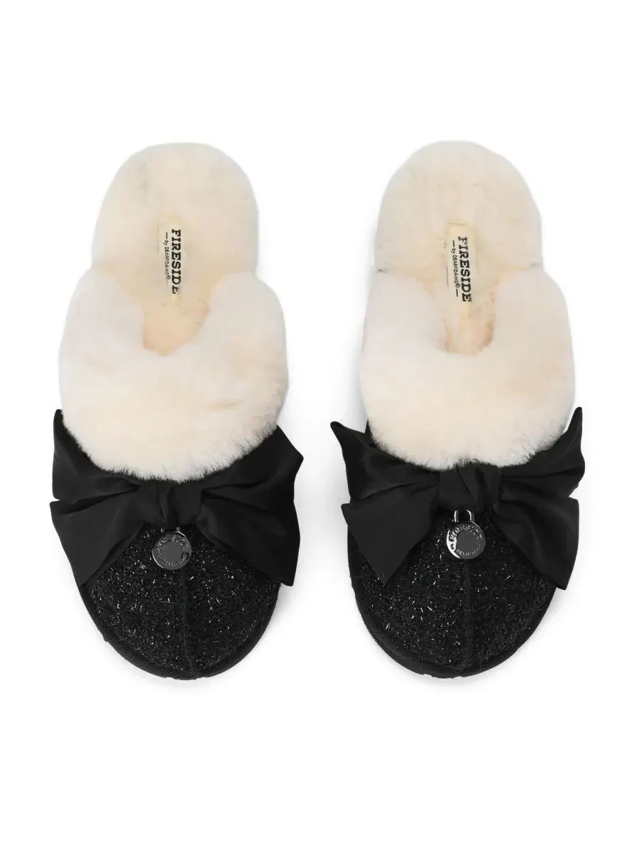 Домашние тапочки-мюли Fireside by Sydney Dream Bow Dearfoams — изображение 4 из 7, черный