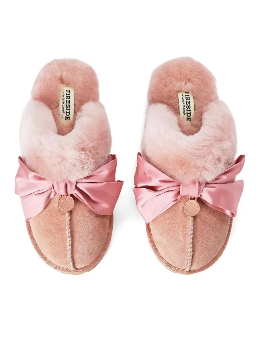 Женские тапочки-шлепанцы Fireside by Sydney Dream Bow Scuff Dearfoams — изображение 5 из 7, розовый
