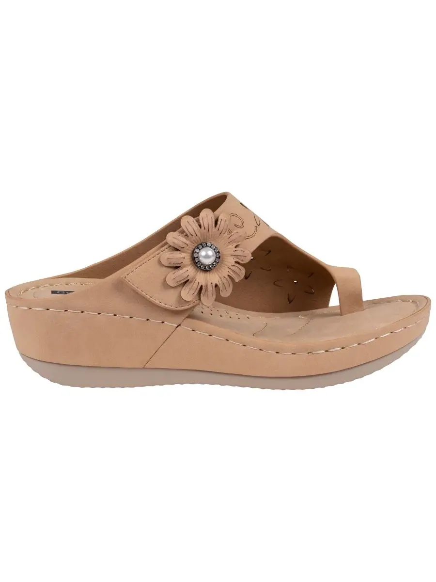Сандалии-танкетки с цветочной розеткой Skylar GC Shoes — изображение 2 из 5, бежевый