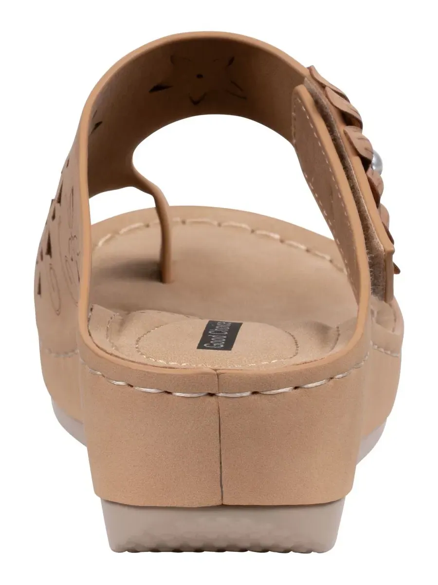 Сандалии-танкетки с цветочной розеткой Skylar GC Shoes — изображение 3 из 5, бежевый