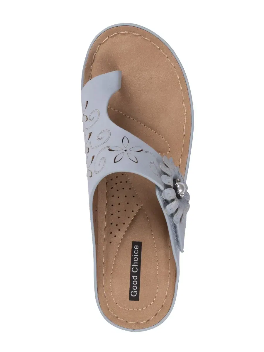 Сандалии-клипсы Skylar с цветочной розеткой GC Shoes — изображение 4 из 5, синий